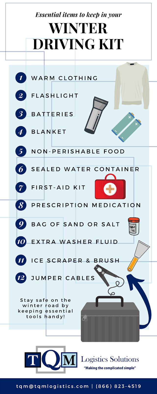 List of essential items for truck drivers to keep in their winter driving kit